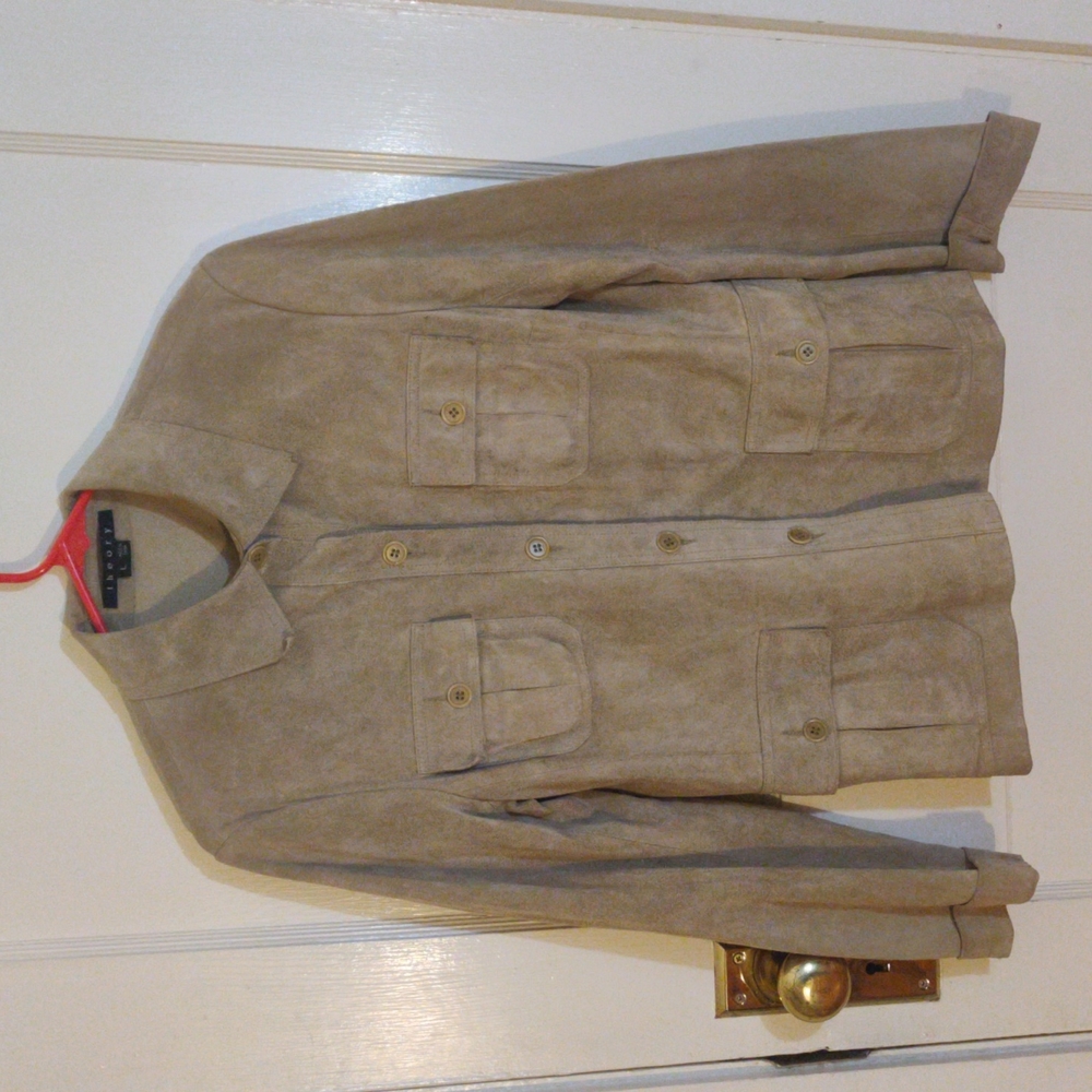 Theory Tan Suede Leather Blazer Jacket, L